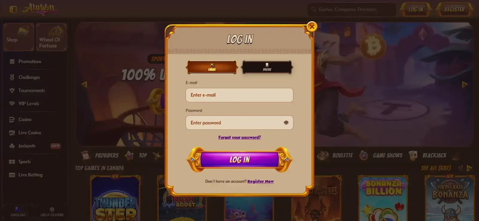 Alawin registration or account entry screen for an Australian user